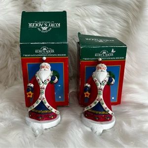 KURT S. ADLER 7" Resin Santa Stocking Holders Lot of 2